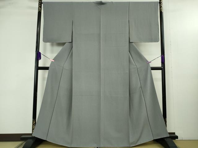 平和屋着物●極上 伝統工芸師 服部光擴監修 江戸小紋 大名定め柄 菊菱 灰青色×白 反端付き 逸品 未使用 DZAB4668kh6