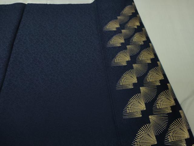 平和屋本店●極上 金彩友禅 卓越技能者・名工・和田光正 訪問着 松葉 鉄紺色地 暈し染め 金銀彩 逸品 DZAB4681kh6
