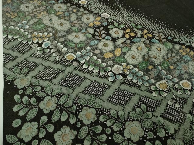 平和屋本店●極上 訪問着 辻が花 黒地 金彩 金通し地 逸品 DZAB4684kh6