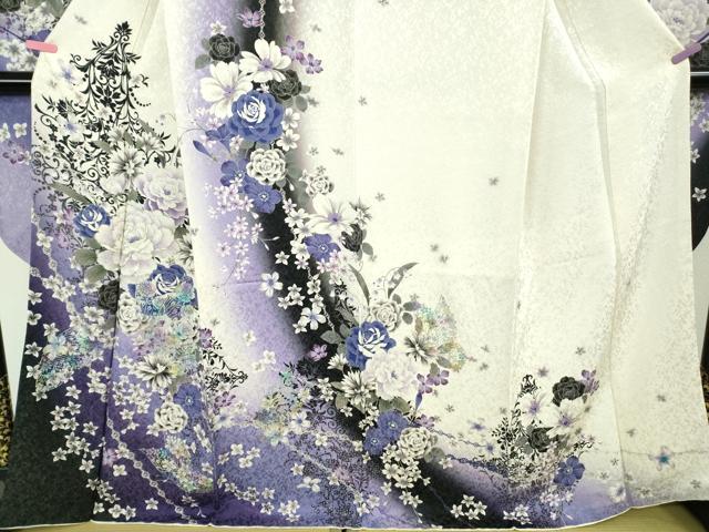 平和屋着物●極上 振袖 舞蝶花文 暈し染め 金銀彩 金通し地 逸品 DZAB4685kh6