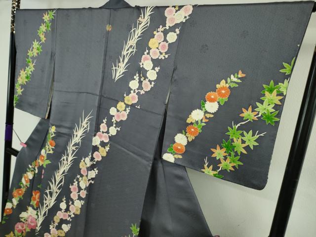 平和屋本店●極上 銀座新松 訪問着 菊 梅 牡丹 楓 褐色地 金彩 逸品 DZAB4686kh6