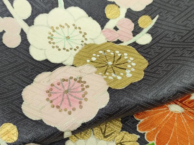 平和屋本店●極上 銀座新松 訪問着 菊 梅 牡丹 楓 褐色地 金彩 逸品 DZAB4686kh6