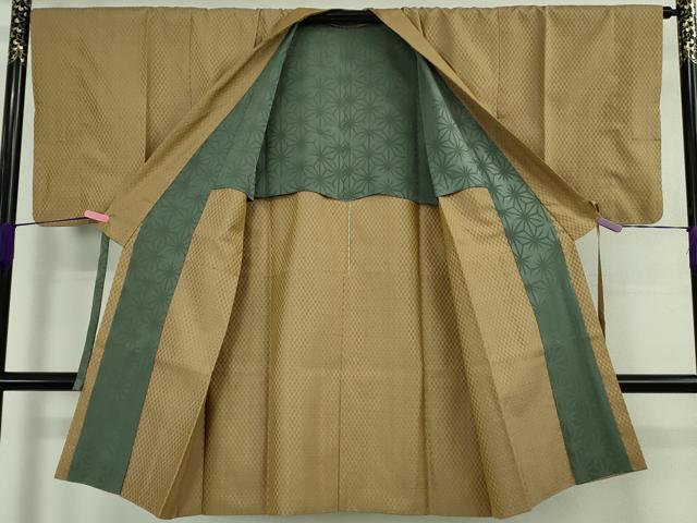 平和屋本店∞極上 山下八百子 本場黄八丈 市松綾織 道中着 ロング丈 単衣 逸品 DZAB4692kh6