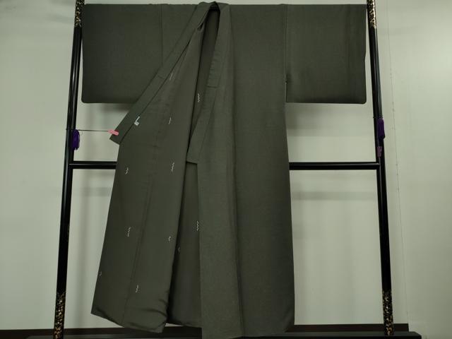 平和屋本店●極上 男性 銀座もとじ お召 キングサイズ 羊羹色 逸品 DZAB4694kh6