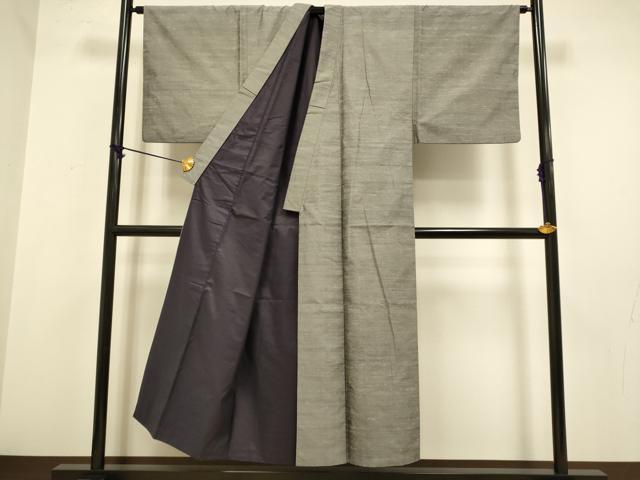 平和屋本店●希少 男性 本場筑前博多織 紬 アンサンブル 長襦袢(袷)・長羽織セット 羽裏・龍 虎 茶鼠色 証紙付き 逸品 DZAB4701kh6