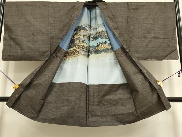 平和屋着物●極上 男性 本場大島紬 アンサンブル キングサイズ 長襦袢・長羽織セット 100亀甲 総詰め やまと誂製 逸品 未使用 DZAB4708kh6