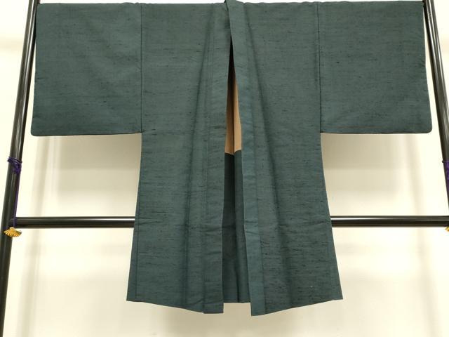 平和屋着物●極上 男性 紬 アンサンブル キングサイズ 長襦袢(袷)・長羽織セット 濃い鉄御納戸色 逸品 DZAB4718kh6