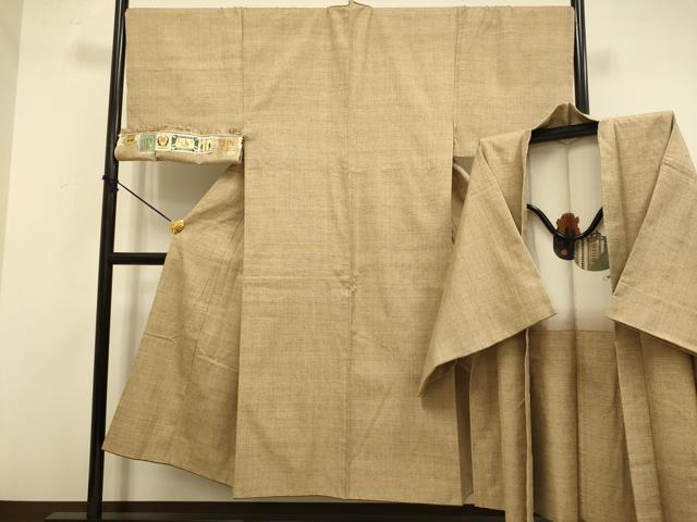 平和屋本店●極上 男性 本場結城紬 重要無形文化財 アンサンブル 長羽織 100亀甲 総詰め 証紙付き 逸品 DZAB4724kh6