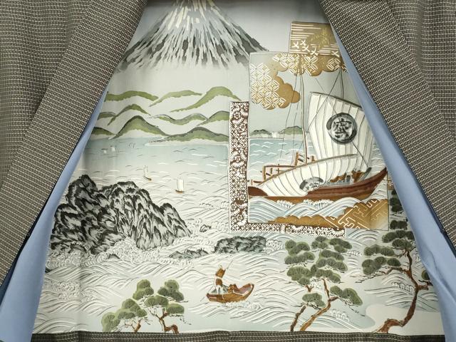 平和屋着物●極上 男性 本場大島紬 アンサンブル キングサイズ 100亀甲 総詰め さが美扱い 逸品 DZAB4728kh6