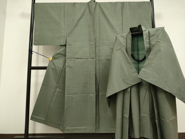 平和屋着物○男性 本場大島紬 アンサンブル 格子 くぼた謹製 証紙付き