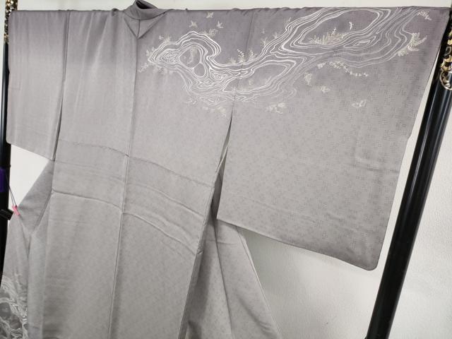 平和屋本店●極上 金彩友禅 卓越技能者 名工 和田光正 訪問着 お召地 鳥 蝶 蜻蛉 蜂 濃い藤色地 暈し染め 銀彩 さが美扱い 逸品DZAB4750kh6