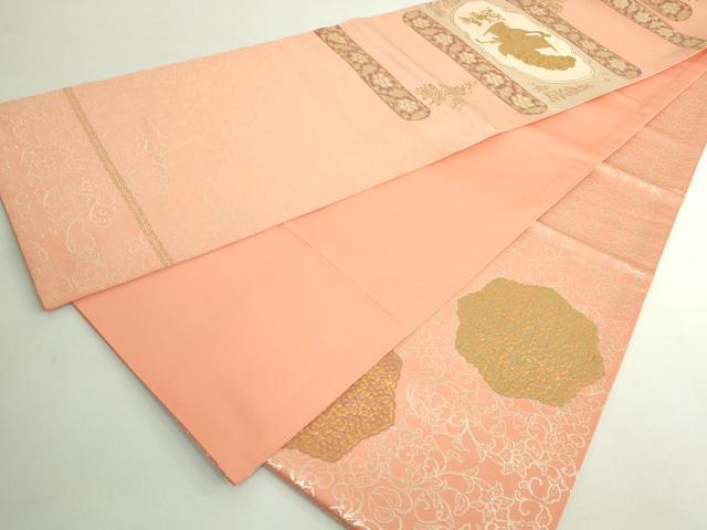 平和屋着物●極上 龍村晋謹製 太鼓柄袋帯 金色孔雀文錦 上代43万 一斤染色地 金糸 紙タグ付き 逸品 DZAB4769kh6