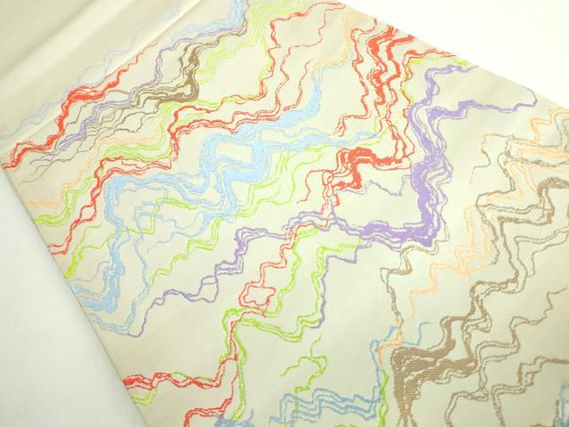 平和屋着物●極上 龍村晋謹製 太鼓柄袋帯 水衣錦 金糸 薄い柳鼠色地 上代50万 紙タグ付き 逸品 DZAB4776kh6