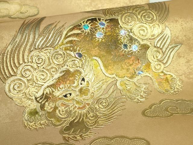 平和屋着物●極上 太鼓柄袋帯 螺鈿 唐獅子 金彩 逸品 DZAB4777kh6