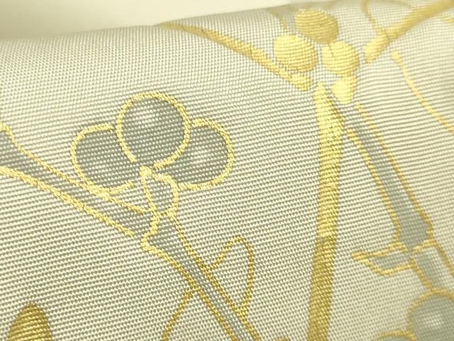 平和屋着物●極上 塩瀬 九寸名古屋帯 刺繍 南天枝葉文 金彩 逸品 DZAB4795kh6