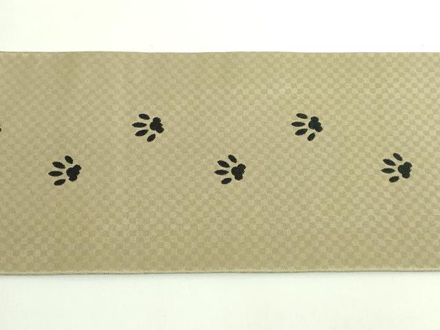 平和屋着物●極上 つけ帯 黒猫 毬 足跡 逸品 DZAB4800kh6