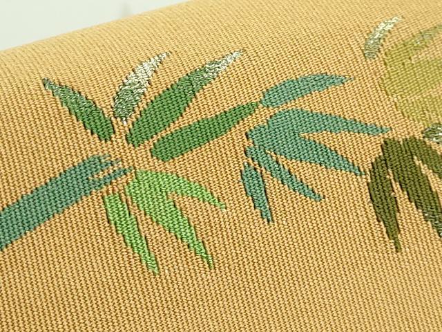 平和屋着物●極上 西陣 小川英謹製 爪掻き本綴れ つけ帯 笹竹 金糸 逸品 DZAB4801kh6