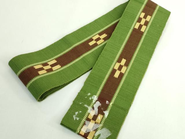 平和屋着物●極上 男性 沖縄県伝統工芸品 八重山ミンサー 手織り 角帯 綿 逸品 未使用 DZAB4803kh6