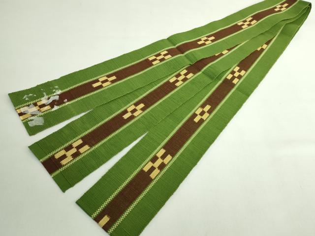 平和屋着物●極上 男性 沖縄県伝統工芸品 八重山ミンサー 手織り 角帯 綿 逸品 未使用 DZAB4803kh6