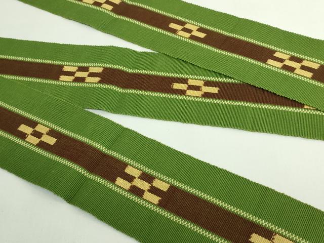 平和屋着物●極上 男性 沖縄県伝統工芸品 八重山ミンサー 手織り 角帯 綿 逸品 未使用 DZAB4803kh6