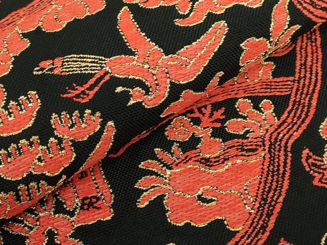 平和屋本店●最高級 龍村平蔵製 太鼓柄 本袋帯 鏡華繍羅錦 黒地 金糸 逸品 DZAB4813kh6