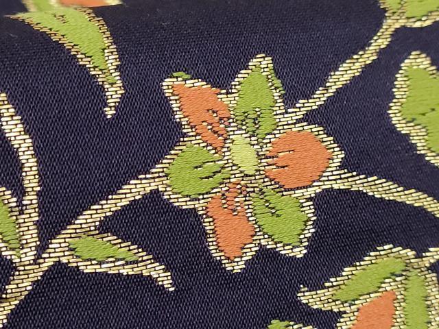 平和屋着物●極上 龍村晋謹製 六通柄袋帯 花唐草 金糸 逸品 DZAB4824kh6