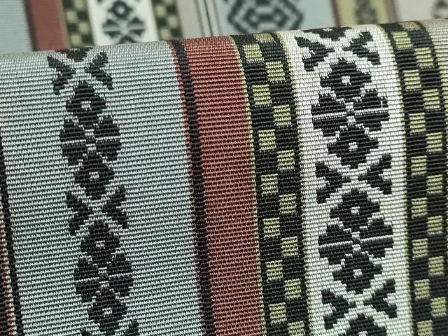 平和屋着物●極上 本場筑前博多織 八寸名古屋帯 風通献上 松装織物 博多金ラベル 証紙付き 逸品 未使用 DZAB4836kh6