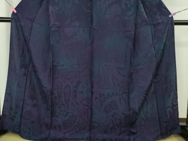 平和屋本店▽極上 小紋 単衣 更紗唐草地紋 暈し染め 濃紺地 逸品 未使用 DZAB4854kh6