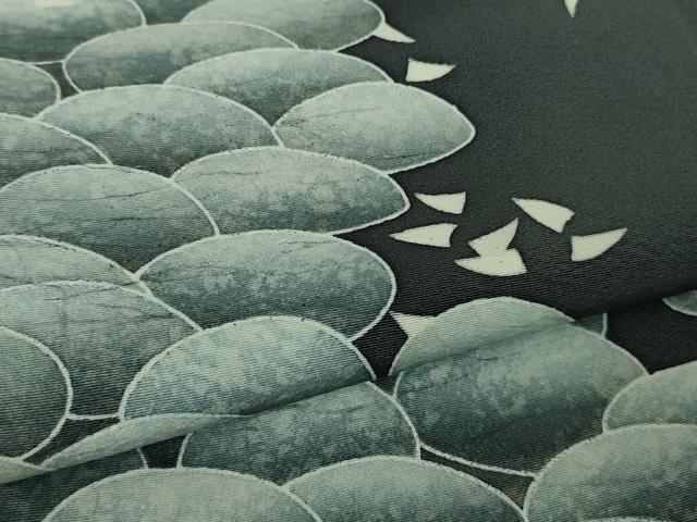 平和屋着物●極上 本加賀友禅作家 石田己代治 州浜 青褐色地 京都きもの 証紙付き 逸品 DZAB4862kh6