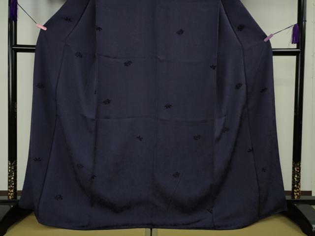 平和屋着物●極上 お召 天鵞絨 ビロード 鳳凰桐唐草 色無地 鉄紺色 京都きもの友禅扱い 逸品 DZAB4863kh6