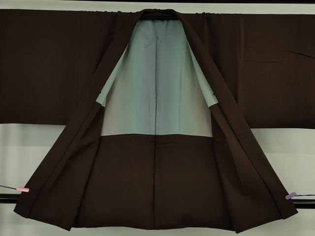 平和屋着物∞極上 男性 長羽織 黒鳶色 逸品 DZAB4865kh6