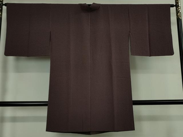 平和屋着物∞極上 道中着 ロング丈 菱繋ぎ 桑の実色×薄葡萄色 逸品 DZAB4886kh6