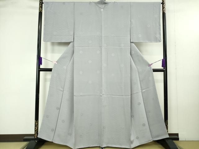 平和屋本店●極上 創業460年・千總 色無地 花菱地紋 灰青色 松坂屋扱い 反端付き 逸品 未使用 DZAB4890kh6