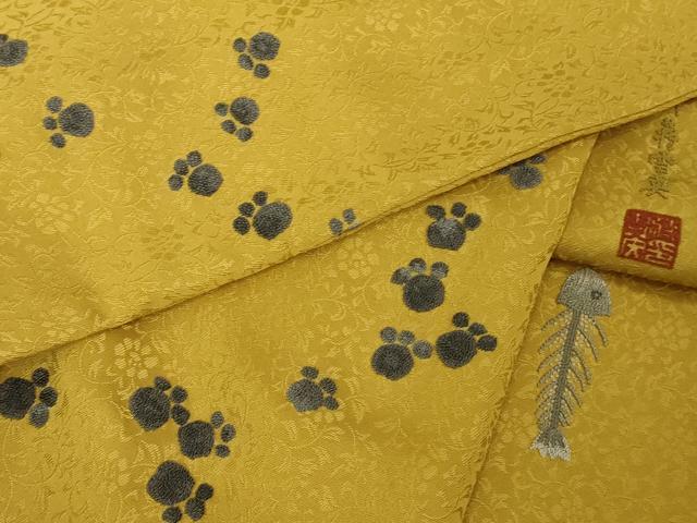 平和屋着物●中国人間国宝　将雪英　訪問着　中国三大刺繍　相良刺繍　総刺繍　鳥獣戯画　薄緑色　正絹　逸品　AABG4703fy 平和屋着物○中国人間国宝 将雪英 訪問着 中国三大刺繍 相良刺繍 総