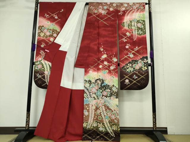 平和屋着物●極上 越後十日町の一流染匠 桐屋・翠山工房 徳永憲峰 辻が花 舞蝶文 暈し染め 金彩 銀通し地 振袖 逸品 DZAB4897kh6