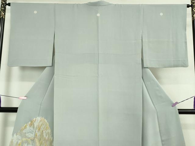 平和屋本店●極上 創業460年・千總 色留袖 背抜き仕立て 刺繍 樹林文 淡藤色地 金糸 三越扱い 逸品 DZAB4912kh6