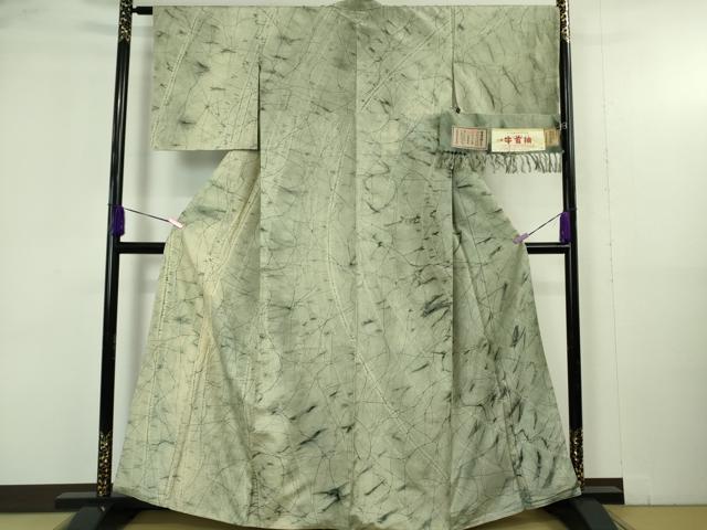 平和屋本店●極上 石川県指定無形文化財 牛首紬 白山工房 手織り 現代の名工 京友禅 村田道宣 訪問着 証紙付き 逸品 未使用 DZAB4916kh6