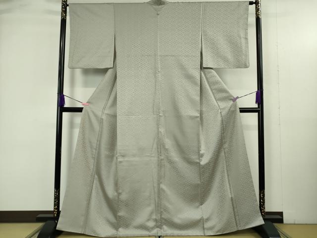 平和屋着物●極上 お召 花菱地紋 茶鼠色 逸品 DZAB4918kh6