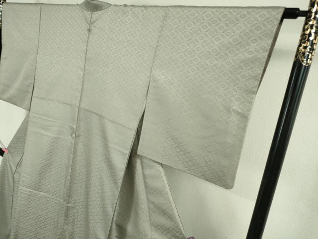 平和屋着物●極上 お召 花菱地紋 茶鼠色 逸品 DZAB4918kh6