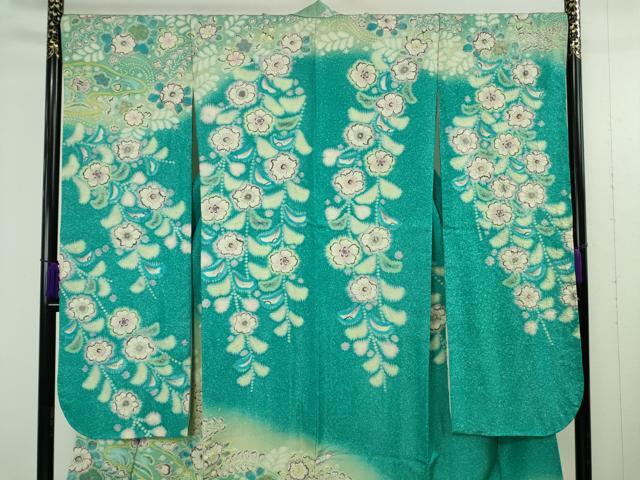平和屋着物●極上 梅原虎峰 幻の辻が花 振袖 暈し染め 銀通し地 逸品 未使用 DZAB4919kh6