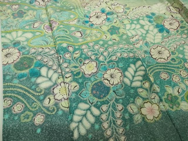 平和屋着物●極上 梅原虎峰 幻の辻が花 振袖 暈し染め 銀通し地 逸品 未使用 DZAB4919kh6