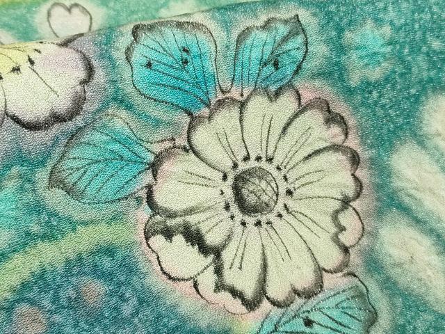 平和屋着物●極上 梅原虎峰 幻の辻が花 振袖 暈し染め 銀通し地 逸品 未使用 DZAB4919kh6
