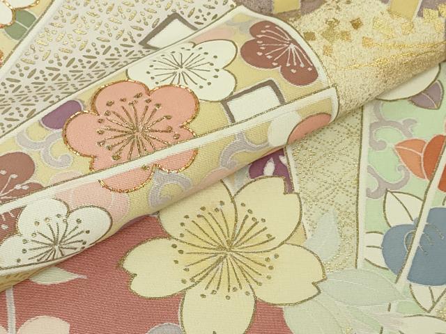 平和屋本店●極上 創業460年・千總 訪問着 駒刺繍 枝垂れ桜 檜扇文 薄紅色地 金彩 松坂屋扱い ロング丈 逸品 未使用 DZAB4920kh6