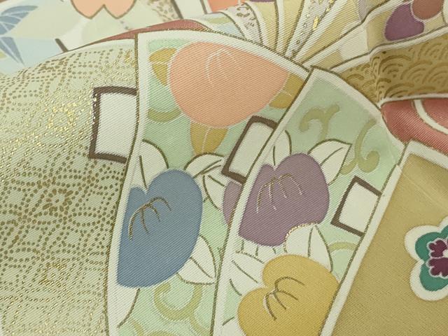 平和屋本店●極上 創業460年・千總 訪問着 駒刺繍 枝垂れ桜 檜扇文 薄紅色地 金彩 松坂屋扱い ロング丈 逸品 未使用 DZAB4920kh6