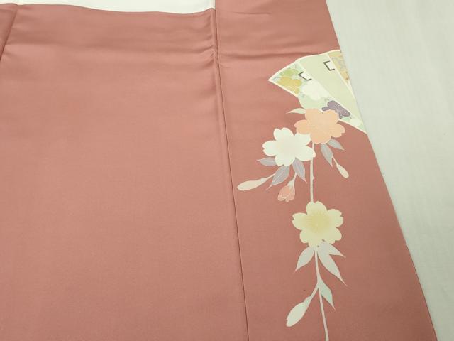 平和屋本店●極上 創業460年・千總 訪問着 駒刺繍 枝垂れ桜 檜扇文 薄紅色地 金彩 松坂屋扱い ロング丈 逸品 未使用 DZAB4920kh6
