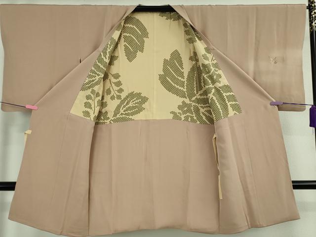 平和屋着物∞極上 創業460年・千總 道行コート ロング丈 総刺繍 草花文 水柿色地 暈し染め 銀糸 逸品 DZAB4921kh6