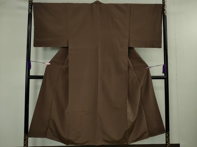 平和屋着物●極上 男性 お召 万筋 黒鳶色×赤墨色 逸品 未使用 DZAB4923kh6