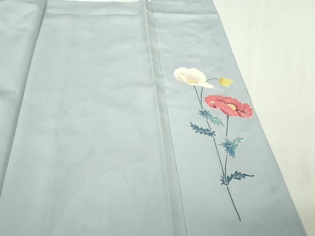 平和屋本店●極上 染刺工芸 大羊居 東京友禅 訪問着 駒刺繍 尾長鳥 チューリップ 草花 淡藤色地 金糸 ロング丈 逸品 DZAB4929kh6