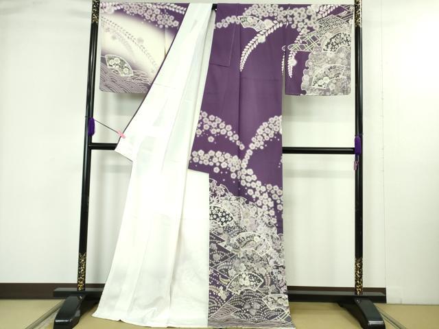 平和屋着物●極上 訪問着 辻が花 地紙 暈し染め ロング丈 逸品 新品 DZAB4930kh6