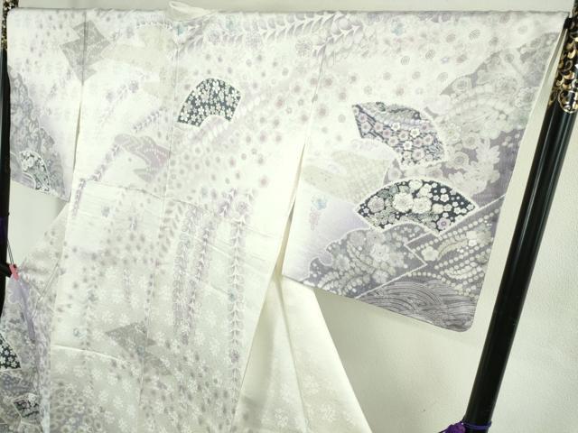 平和屋着物●極上 訪問着 辻が花 雪輪 地紙花文 暈し染め ロング丈 逸品 新品 DZAB4932kh6